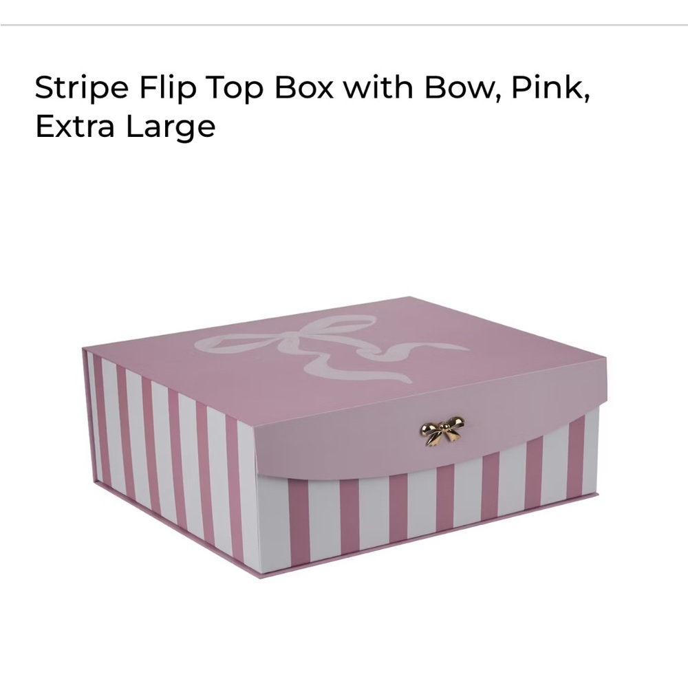 Viral Dollar General Pink Stripe Flip Top Box with Bow